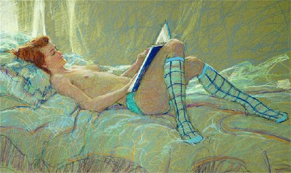 Ema In Blue by Master Oil Painter David Hettinger