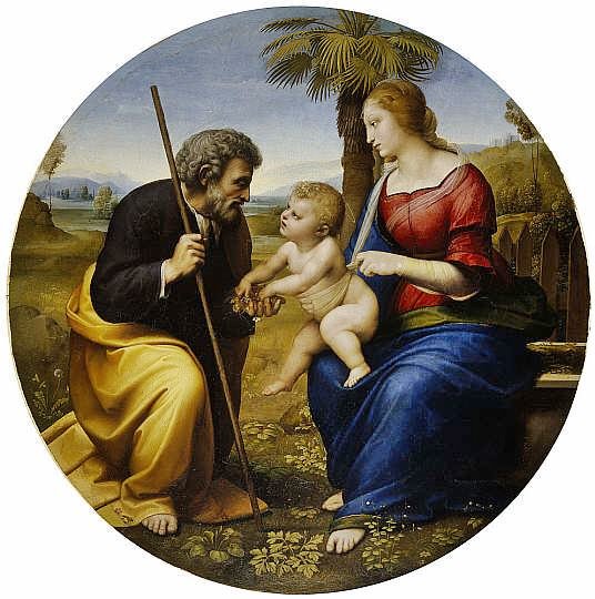 THE HOLY FAMILY WITH A PALM TREE