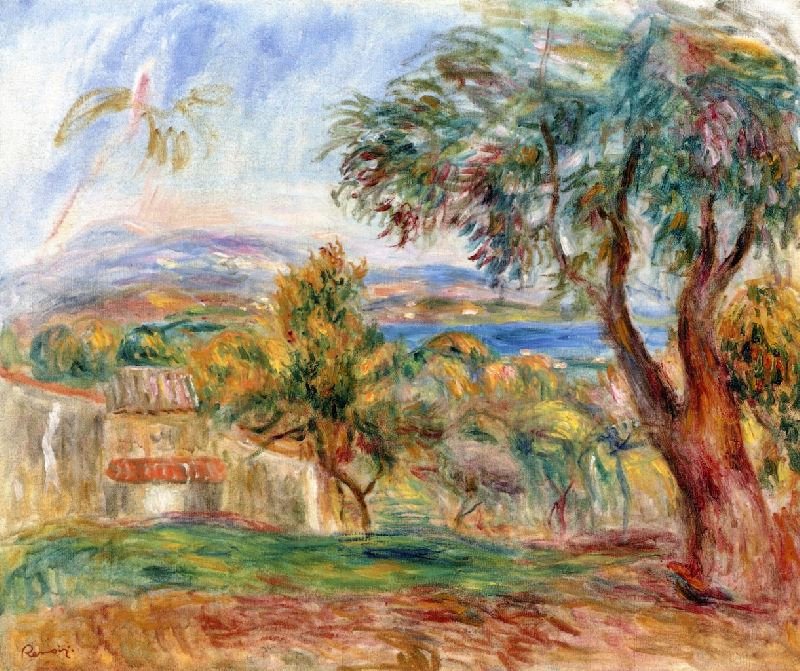 Orange Trees With The Sea In The Background by Pierre Auguste Renoir