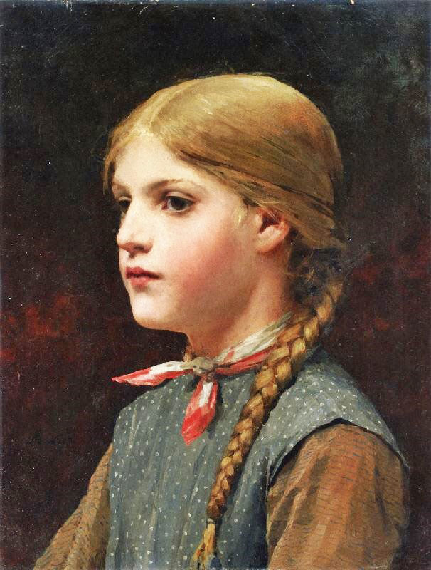 Portrait Of A Girl by Albert Anker
