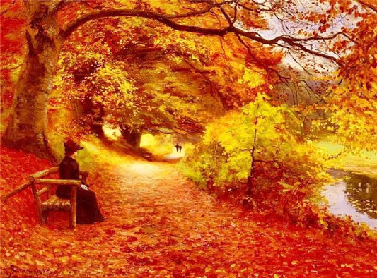 A Wooded Path In Autumn by Hans Andersen Brendekilde