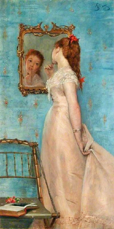 Girl Looking In The Mirror by Alfred Émile Léopold Stevens