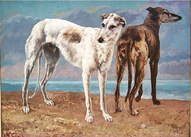 Count De Choiseul’S Greyhounds by Gustave Courbet