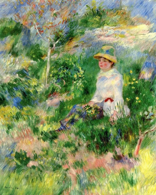 Summer: Young Woman In A Flowery Field by Pierre Auguste Renoir