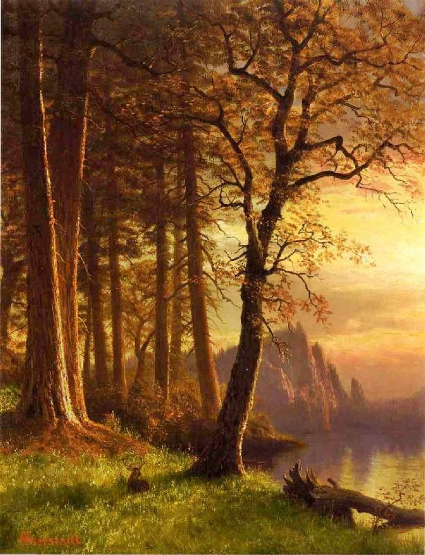 Sunset In California, Yosemite by Albert Bierstadt