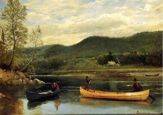 Men In Two Canoes by Albert Bierstadt