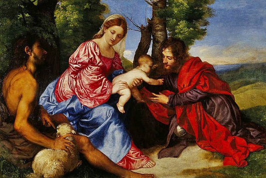 The Virgin And Child With Saint John The Baptist And An Unidentified Saint by Titian