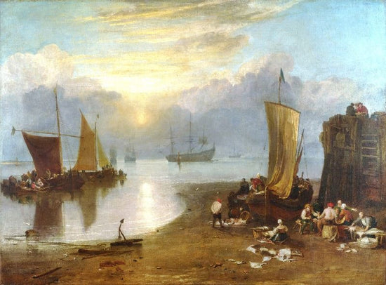 Sun Rising Through Vapour; Fishermen Cleaning And Selling Fish by Joseph Turner