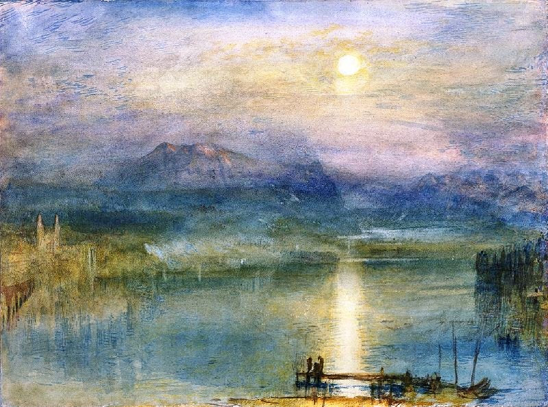 Moonlight On Lake Lucerne With The Rigi In The Distance, Switzerland by Joseph Turner