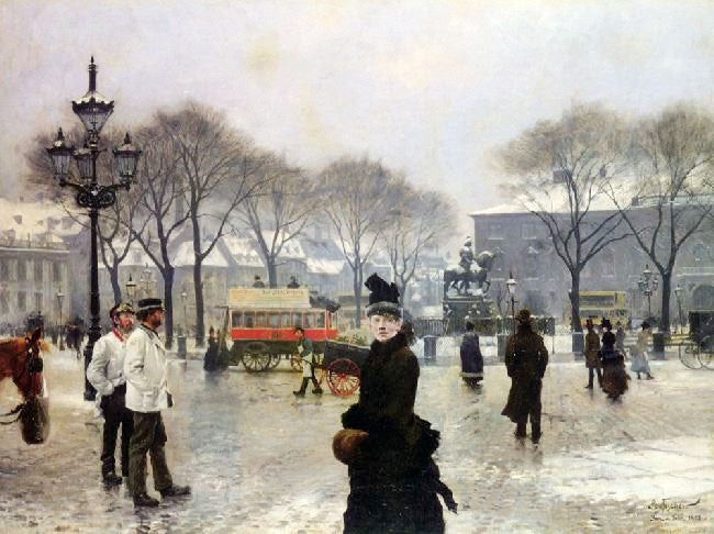 A Winter’S Day On Kongens Nytorv Copenhagen by Paul-Gustave Fischer