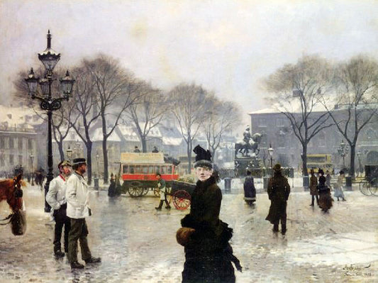 A Winter’S Day On Kongens Nytorv Copenhagen by Paul-Gustave Fischer