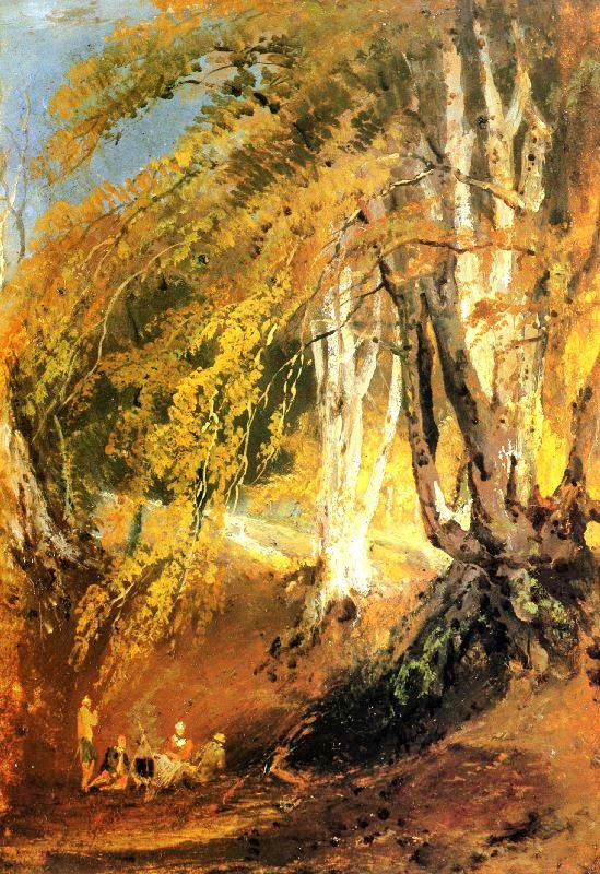 A Beech Wood With Gipsies Round A Camp Fire by Joseph Turner