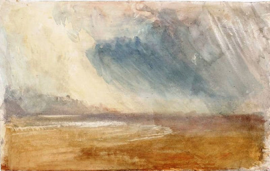 Rain Clouds Sweeping Over A Beach, Possibly Near Dunstanbrough Castle by Joseph Turner