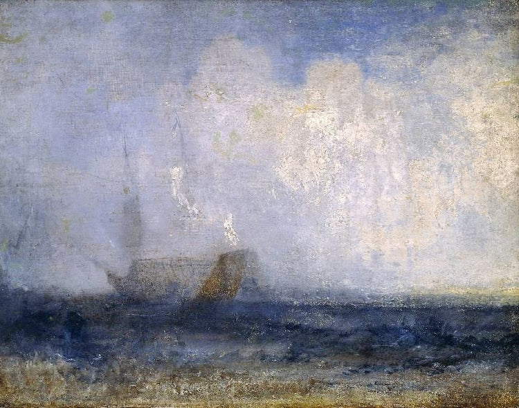 Seascape With A Sailing Boat And A Ship by Joseph Turner