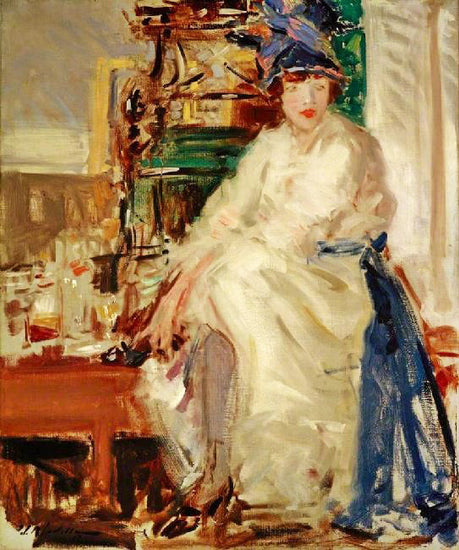 Peggy In Blue And White by Francis Campbell Bolleau (F.C.B.) Cadell