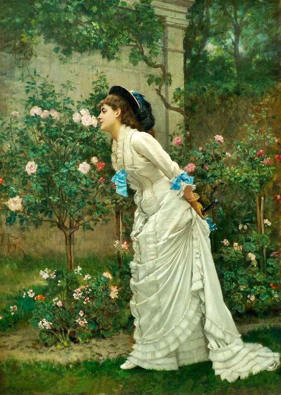 Girl And Roses by Auguste Toulmouche