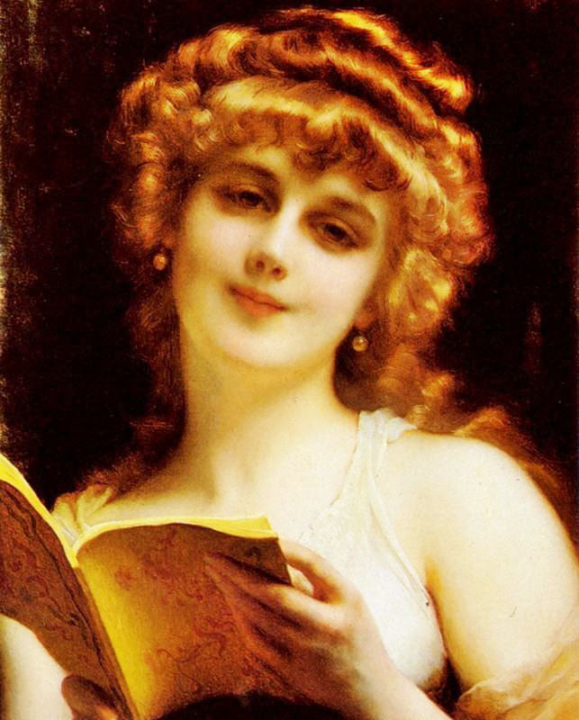 A Blonde Beauty Holding A Book by Etienne-Adolphe Piot