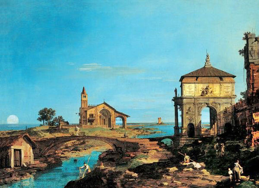 An Island In The Lagoon With A Gateway And A Church by Canaletto