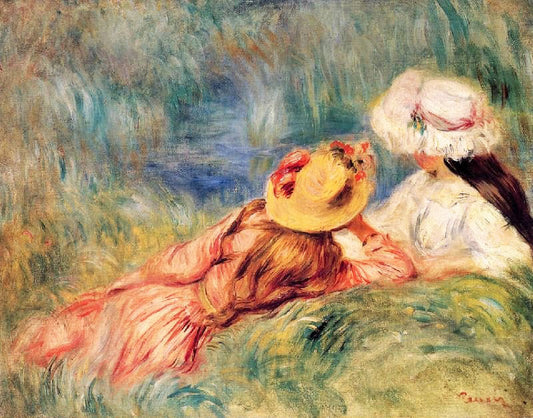 Young Girls By The Water by Pierre Auguste Renoir