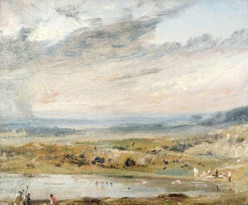 HAMPSTEAD HEATH WITH POND AND BATHERS