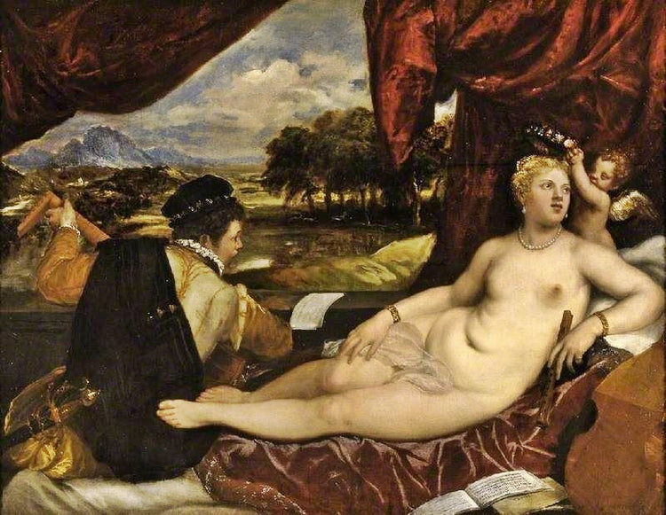 Venus And A Lute Player by Titian