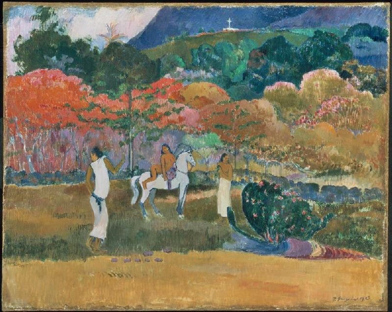 Women And A White Horse by Paul Gauguin