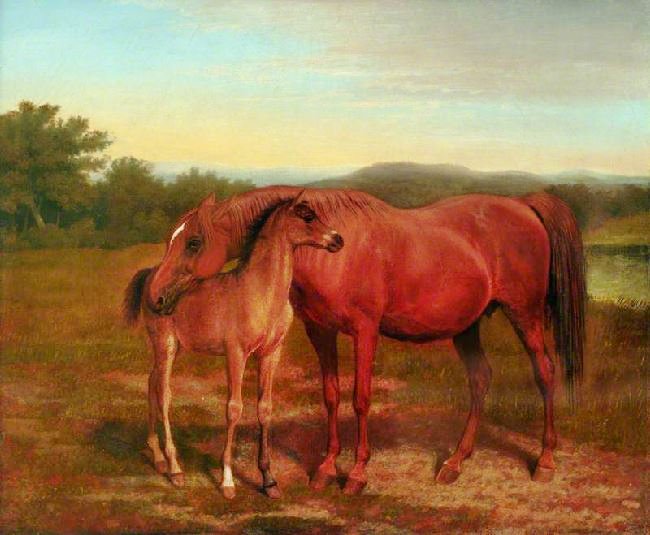 Mare, Chestnut, With Foal by Jacques-Laurent Agasse
