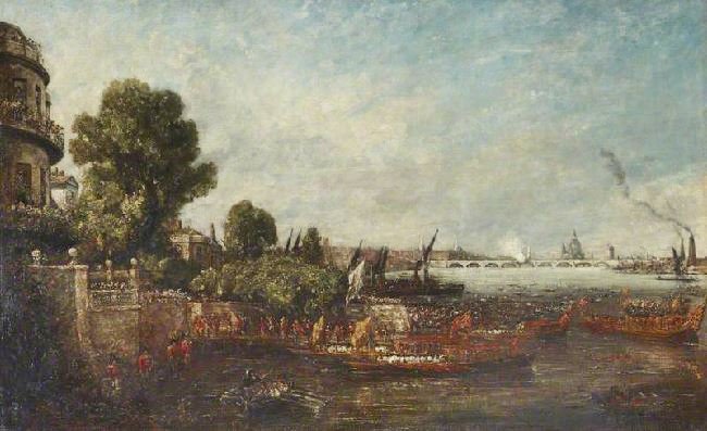 The Embarkation Of George Iv From Whitehall: The Opening Of Waterloo Bridge, 1817 by John Constable
