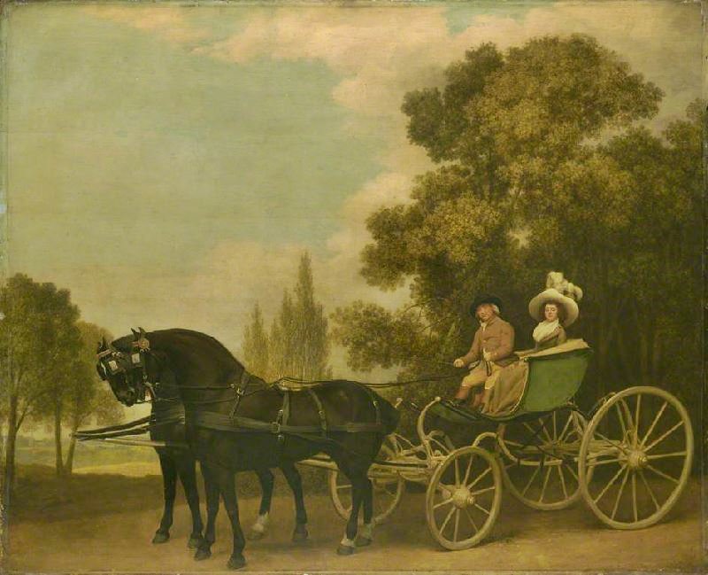 A GENTLEMAN DRIVING A LADY IN A PHAETON