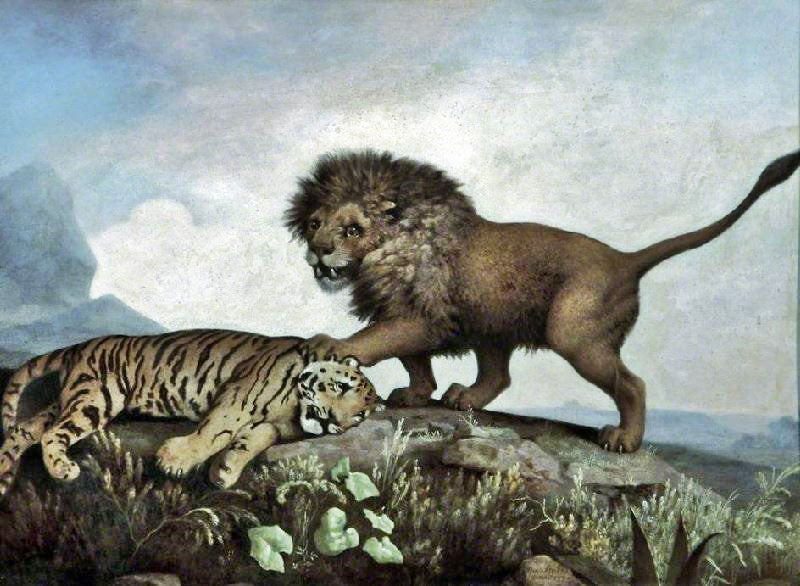 A Lion And A Tiger by George Stubbs