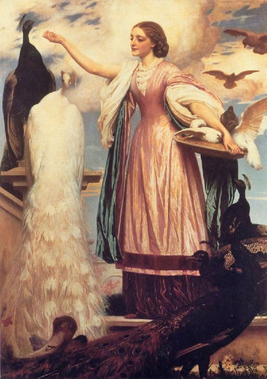 A Girl Feeding Peacocks by Sir Frederic Lord Leighton