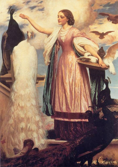 A Girl Feeding Peacocks by Sir Frederic Lord Leighton