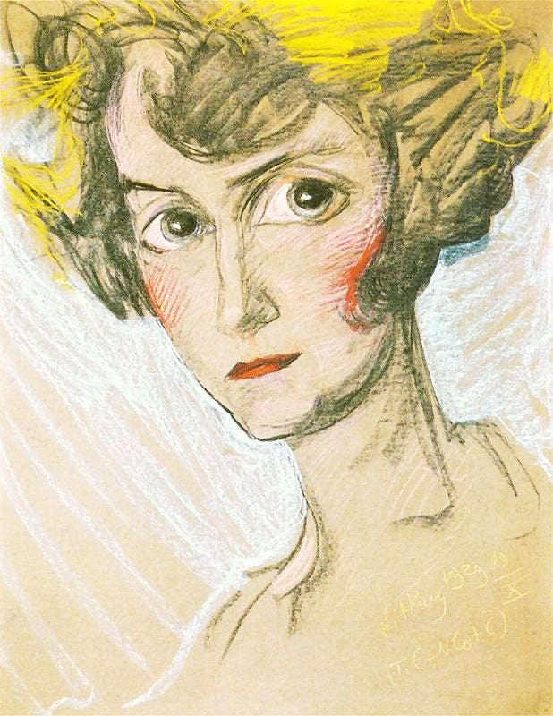 Portrait Of Modesta Zwolinska by Stanislaw Ignacy Witkiewicz