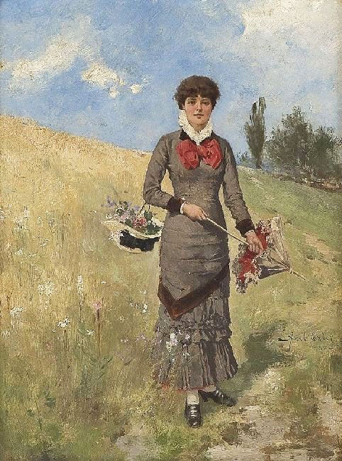 Young Woman In The Field Of Flowers by Axel Hjalmar Ender