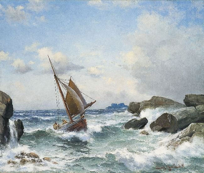 Sailing In The Narrow Strait by Lauritz Haaland