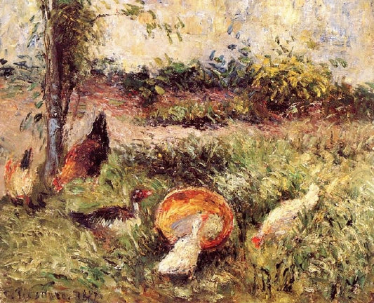 Back Yard With Chickens And Turkeys by Camille Pissarro