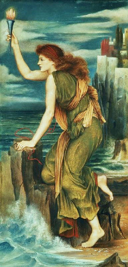Hero Holding The Beacon For Leander by Evelyn de Morgan