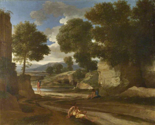 Landscape With Travellers Resting by Nicolas Poussin