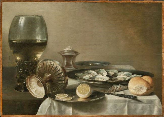 Still Life With Wine Goblet And Oysters by Pieter Claesz
