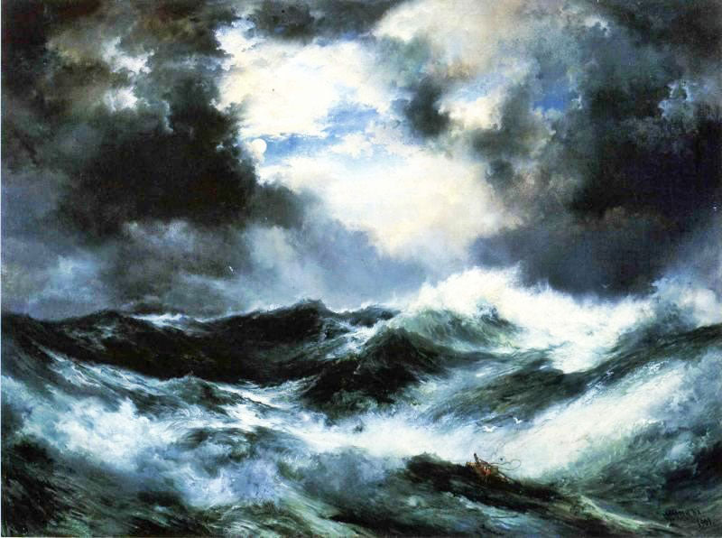 Moonlit Shipwreck At Sea by Thomas Moran