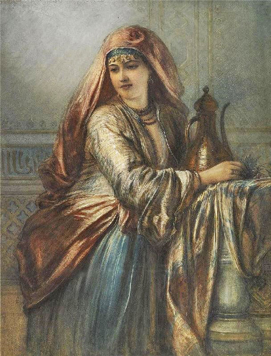 Palace Interior With Oriental Woman by Egron Sillif Lundgren