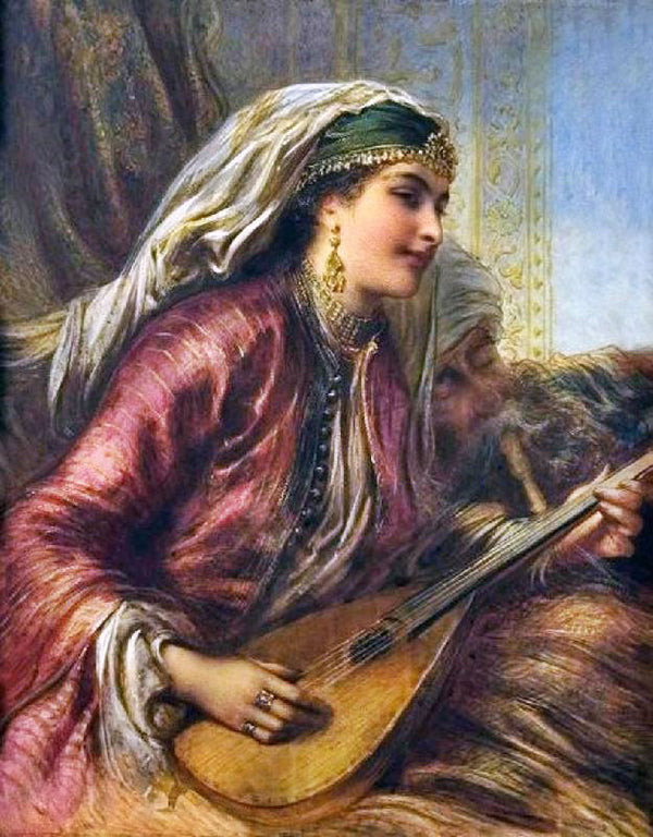A Girl Playing The Lute by Egron Sillif Lundgren