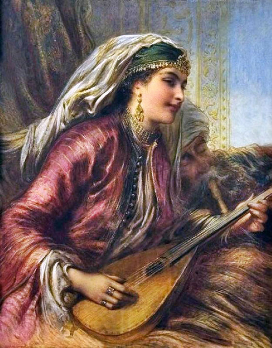 A Girl Playing The Lute by Egron Sillif Lundgren
