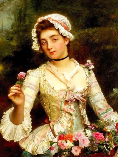 Young Woman With Flowers by Gustave Jean Jacquet