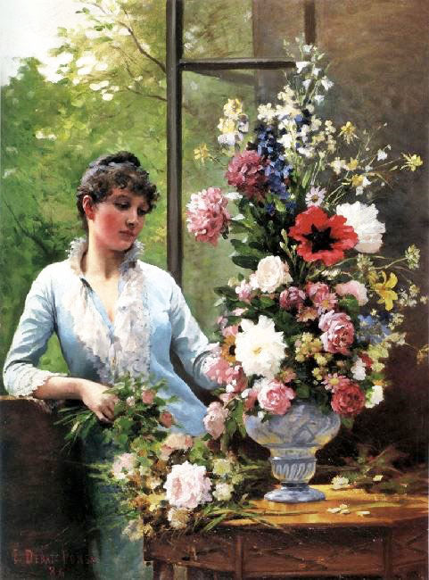 Preparing The Flower Arrangement by Edouard Bernard Debat-Ponsan