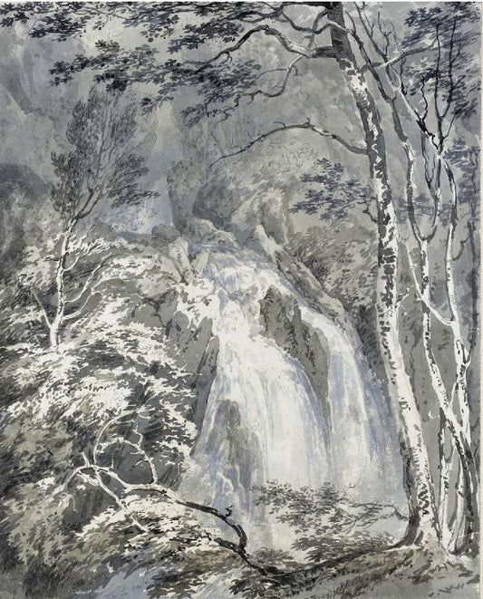 A Waterfall In A Wooded Landscape by Joseph Turner