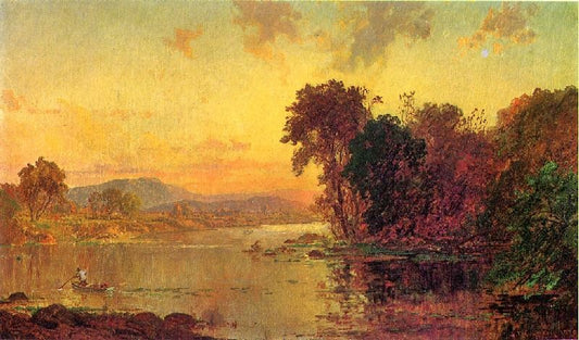 Fisherman In Autumn Landscape by Jasper Francis Cropse
