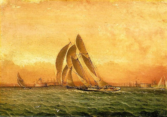 In Full Sail, New York Harbor by James E. Buttersworth