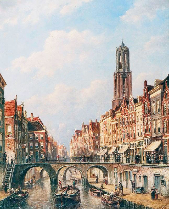 View On The Oudegracht, Utrecht by Petrus Gerardus Vertin