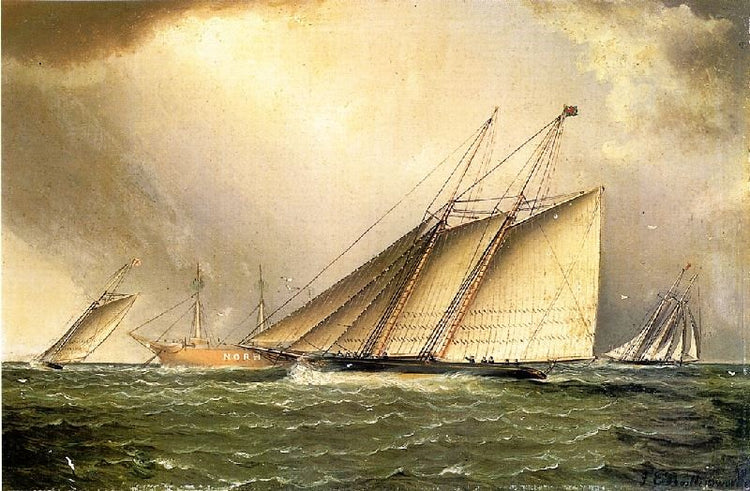 Yachts Rounding The Nore Light Ship In The English Channel by James E. Buttersworth